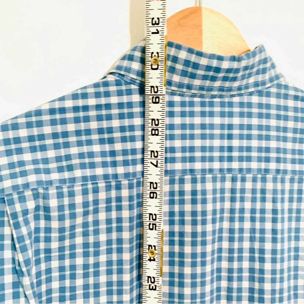 J. Crew Men’s Blue Checked Button Down Flex Washed Size Medium Slim Fit